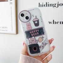 Skaidrus Wave Edge dažytas silikoninis dėklas, skirtas iPhone 15 14 13 11 Samsung A14 A24 A34 A54 Xiaomi Redmi Note 10 11 12 Funda Milk Tea Bear mergaitės dangtelis Infinix Hot 10 (X682) gray