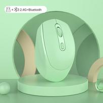 2,4 GHz belaidė pelė Bluetooth 5.2 optinė pelė su imtuvu RGB 1600DPI 4 mygtukais tyli pelė USB įkraunama žaidimų pelė, skirta nešiojamam kompiuteriui žalia