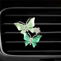 Automobilio oro išleidimo angos kvepalų segtukas, išskirtinis deimantais inkrustuotas drugelis, oro kondicionavimo oro išleidimo angos papuošalas, deivės automobilio aromaterapijos segtukas žalia