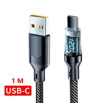 120 W 6A USB tipo C iki C tipo kabelis Greito įkrovimo USB USB C duomenų kabelis su LED ekranu, skirtas Xiaomi Samsung Huawei 1M