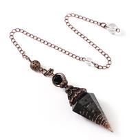Natūralus 7 čakrų gydomasis krištolinis švytuoklė Reiki lustai Orgone dvasinis pakabukas būrimui, Wicca, energijos balansavimas Black-agate gelsvai ruda