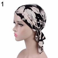 Įprastos beanies galvos apvyniojimas gėlių raštais turbano medvilninė kepurė Bandana chemoterapinė skrybėlė moterims, nacionalinis vėjas 3 gray