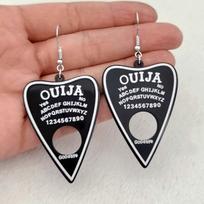 Gotikinės Ouija lentos juodi lašiniai auskarai su baltu raidžių dizainu Kūrybiška dovana moterims ir merginoms vakarėliui juoda