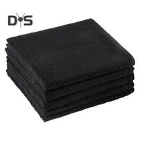 5vnt 30x30cm dideli mikropluošto valymo drabužiai, alyvos dėmių valiklis, labai sugeriantis daugkartinio naudojimo virtuvinių rankšluosčių rinkinys 30*30cm juoda