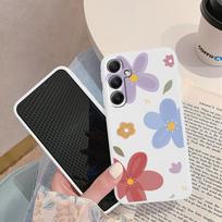 Gėlių rašto minkštas silikoninis dėklas, skirtas Xiaomi Redmi Note 13 Pro 13C Samsung A55 M35 S24 iPhone Huawei Honor Realme fotoaparato apsauginis dangtelis Samsung Galaxy S9 Plus gray
