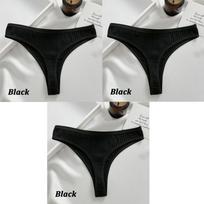 FINETOO 3 vnt./rinkinys Moteriški medvilniniai dirželiai Seksualios G-string kelnaitės Žemas juosmuo Apatiniai drabužiai Moteriški kvėpuojantys minkšti apatiniai Dryžuotos kelnaitės S&1 Set gray