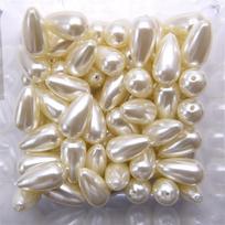 Smėlio spalvos blizgūs vandens lašo formos dirbtinio perlo karoliukai „pasidaryk pats“ papuošalams ir drabužių aksesuarams 6x12mm, 90 pieces smėlis
