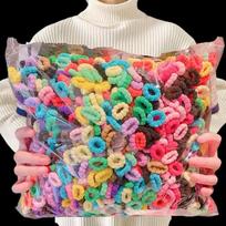 100/300/500 vnt. Spalvinga pagrindinė nailoninė „Ealstic“ plaukų juosta mergaitėms „Scrunchie“ guminė juosta Vaikų madingi plaukų aksesuarai 100PCS