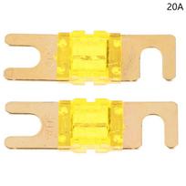 2 vnt. paauksuoti smeigtukiniai automobiliniai saugikliai Mini automobilio audio saugiklis 20A 30A 40A 50A 60A 70A 80A 100A 120A 125A 150A 175A 200A 32V Automobilinis saugiklis 20A