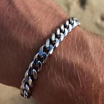 1 Fashionable Hip-hop Stainless Steel Chain Bracelet, Suitable for Men's Daily Leisure and Versatile Boutique Gift auksas
