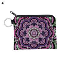Boho Change Maža monetinė piniginė Mini piniginė Monetų krepšelis Gėlių rašto dėklas Vandeniui atsparus su užtrauktuku Išskirtinė dovana moterims mergaitėms gray