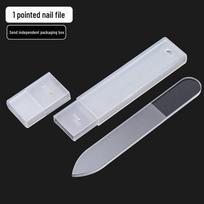 Nano stiklo nagų dildė: Nešiojamos, vandeniu plaunamos kristalinės poliravimo juostelės skaidriam nagų užbaigimui crystal file [pointed head] plastic box