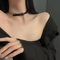 Juodas odinis čokeris - Elegantiškas moteriškas kaklo aksesuaras black