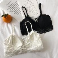 Koreietiška nėriniuota priekyje berankovė liemenėlė-vamzdelis be petnešėlių - Seksuali, belaidė ir palaikanti studentėms L (105-130 lbs)