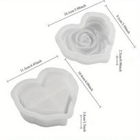 Širdies formos rožių laikymo dėžutės silikoninė forma su dangteliu, „pasidaryk pats“ 3D raižytos rožės žvakių indelio betono cemento forma, epoksidinės dervos gipso forma šviesiai pilka spalva