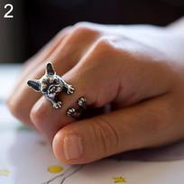Adjustable Retro Bulldog Openings Ring Unisex Animal Pit Bull Dog Punk Jewelry MIT sidabras