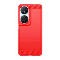 For Honor 90 Smart Case Cover Huawei Honor 90 Smart Capa Shockproof Phone Back Bumper Soft TPU Carbon Fiber Cover Honor 90 Smart For Honor 90 Smart raudona