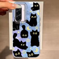 Case For Samsung Galaxy A56 A36 A16 A25 A35 A26 S25 S24 Plus Ultra FE 5G Phone Cover Cat Cartoon Gradient For Samsung A55 Bags Samsung A36 balta