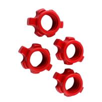 4Pcs Barbell Screw Collar Professional Dumbbell Rod Nut Plastic Spinlock Collars for Weight Lifting Fitness Exercise red