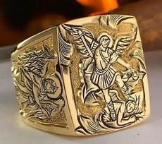 He Cheng Mitologija Įkvėptas Auksinis Žiedas: Europos ir Amerikos stilius Size 10 gray
