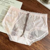 Plus Size Female Leopard Lace Hollowed Out After Pure Cotton Crotch Panties 3XL gray