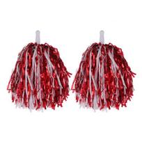 2 vnt. „Cheerleader Pom Poms“ metalinės folijos „Cheerleader Pom Poms“ rankų gėlės su rankena, skirtos sporto varžybų šventėms
