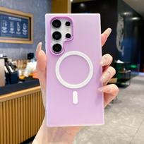 Matte Clear Candy 2in1 Magnetinis dėklas su Magsafe, skirtas Samsung S25 Edge S24 S23 FE Ultra Plus A17 A07 A56 A36 A26 A16, minkštas viršelis Galaxy A06 5G violetinė