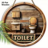 Kaimiškas tualeto medinis ženklas - Dekoratyvinė pakabinama plokštelė vonios kambario durims, sienų dekoras - Ideali namų pakabinama puošmena 20cm/7.87in ruda
