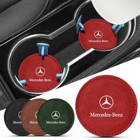 Automobilio puodelio laikiklio padėkliukas PU odos lizdas neslystantis padėkliukas kilimėlis Mercedes Benz AMG W212 W205 W246 W177 W176 W213 GLC GLE GLS ML Sveiki atvykę lazerio logotipo lemputė 1pcs juoda