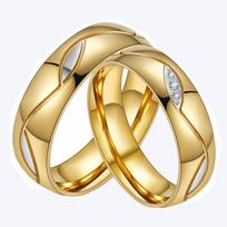 Korėjietiško stiliaus romantiški 18K aukso titano poros žiedai su įdėtais deimantais Men's Size 8 beige