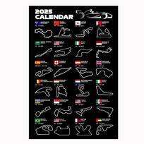 2025 m. F1 Pasaulio lenktynių trasų plakatai Spaudiniai ant drobės Sienų menas Sportinis automobilis Grand Prix tvarkaraštis Tapyba automobilių mėgėjams Miegamojo dekoras 21x30cm Unframed