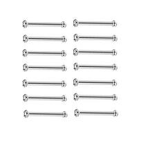 Lenkti nerūdijančio plieno nosies auskarai su cirkoniais, L formos auskarai, 10 vnt. pakuotė 1.8mm