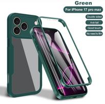 Claer 360 viso korpuso apsauginis dėklas iPhone 17 Pro Max iphone17 Air 5G priekinio ekrano smūgiams atsparus buferio dangtelis For iphone 17 žalia