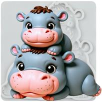Hippos Silicone Mold Hippopotamus Fondant Molds Cake Decorating Tools Cupcake Topper Candy Sugar Craft Gum Paste Polymer Clay pilka spalva