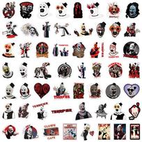 55 Waterproof Terrifier Clown Horror Stickers for Stationery, Water Cups, and Computers