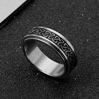 Exotic Stainless Steel Rotatable Ring with Irregular Meander Pattern - Three-Color Design. 10