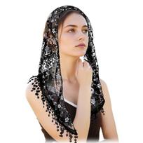 Lotyniški galvos apdangalai Bažnyčiai Mantilla Veils Nėriniai galvos apdangalai Gėliniai galvos apdangalai Kelionėms ir Pamaldoms juoda