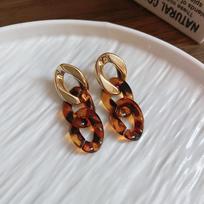 Vintage Coffee Leopard Print Flower Stud Earrings - High-End Autumn/Winter Collection gray