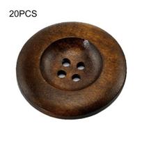 20 vnt. 35 mm apvalūs mediniai sagos su 4 skylutėmis, skirtos „pasidaryk pats“ siuvimui, mezgimui, drabužiams