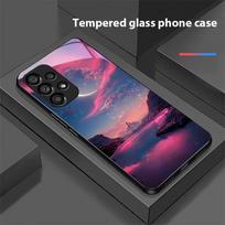 Colorful Aurora For Samsung Galaxy S 8 9 10 20 Plus 21 FE 22 23 24 Ultra S7 Edge Black Tempered Glass Phone Case Hard Shell for Galaxy S21 Ultra