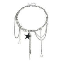 Geometric Star Pendant Necklace Openwork Pentagrams Versatile Jewelry For Casual Evening Outfits Women Accessory 1