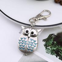 Atverčiamas stiliaus karoliai Kabantis laikrodis Mielas pelėdos vaikų laikrodžiai Raktų pakabukas Kišeninis laikrodis Kasdieniam dėvėjimui Blue Keychain