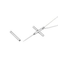 Reguliuojamo ilgio kryžminis dantų krapštuko pakabukas ant kaklo Metalo kišeninis dantų krapštukas Kempingo įrankis Cross Round Style