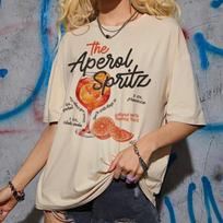 Aperol Spritz Retro kokteilių grafiniai marškinėliai moterims Mieli alkoholinių gėrimų marškinėliai Laisvi medvilniniai marginti marškinėliai Unisex vintažinė geriausia dovana XL