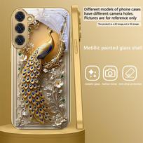 Auksinio žirgo skulptūra Skirta Samsung Galaxy S26 S20 FE S21 S22 S23 Plus S24 Ultra S25Ultra S21+ S22Plus Auksinis stiklinis telefono dėklas Galaxy S26