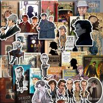 Sherlock Holmes Retro Movie Poster Stickers: 40 Unique Classic Designs Featuring Cumberbatch, Perfect for DIY Journals and Notes.