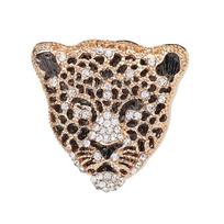 Retro Hollow Luxurious Leopard Head Leopard Brooch Male Ornaments Rhinestone Brooch Men Badges auksas