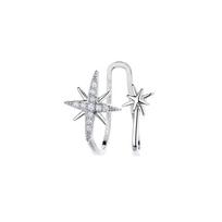 Asymmetrical Rhinestone Star Ear Cuff – No Piercing Required, Trendy Korean Style. Copper (Platinum Color)