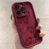 Drugelio bordo spalvos minkšto silikono griovelėtas dėklas, skirtas iPhone 15 14 13 12 11 16 Pro Max XS X 7 8 Plus, apsaugantis nuo kritimo iPhone 15