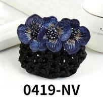 Elegantiškas karoliukais puoštas gėlių tinklelis plaukams, vintažinis tinklelis kuodui, stiuardesės, banko darbuotojos plaukų aksesuarai blue